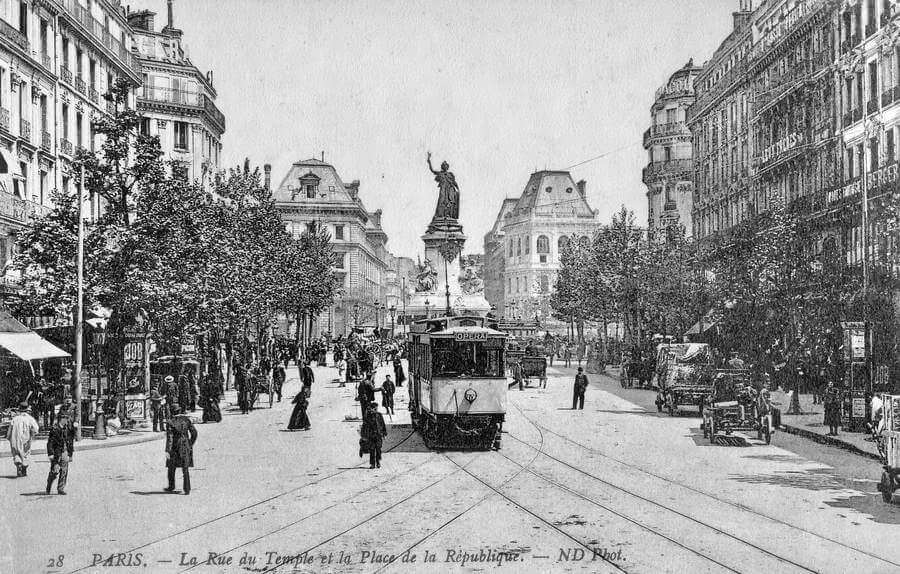 PARIS - Début du XXe siècle - La Rue du temple et la Place de la République